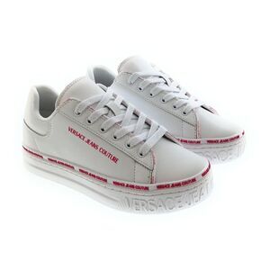 Versace Jeans Couture Women's White Logo Platform Lace-Up Sneakers